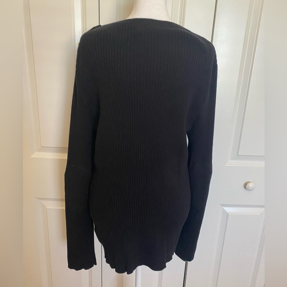 Tory Burch Black Ribbed Cashmere Blend Sweater Size XL - Picture 3 of 13
